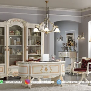 Desain Meja Direktur Kantor White Gold