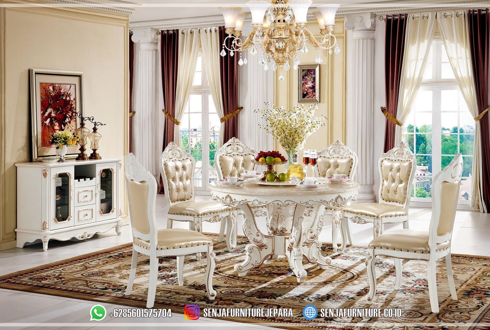 Full Set Meja Makan Klasik Bundar Nuansa Kemewahan Eropa Meja Makan Klasik, Meja Makan Mewah, Meja Makan Kayu Jati, Meja Makan Minimalis, Ruang Makan Mewah, Meja Makan Mewah 4 Kursi, Meja Makan Mewah 6 Kursi, Meja Makan Mewah 8 Kursi, Meja Makan Mewah 10 Kursi, Meja Makan Mewah 12 Kursi, Meja Makan Klasik Eropa, Kursi Makan Mewah, Meja Makan Jepara