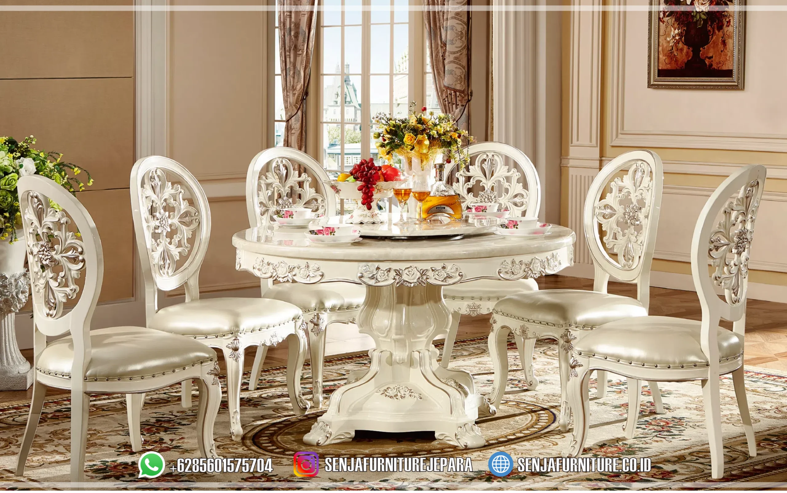 Meja Makan Klasik Mewah Marmer Cream Desain Bundar Edition Meja Makan Klasik, Meja Makan Mewah, Meja Makan Kayu Jati, Meja Makan Minimalis, Ruang Makan Mewah, Meja Makan Mewah 4 Kursi, Meja Makan Mewah 6 Kursi, Meja Makan Mewah 8 Kursi, Meja Makan Mewah 10 Kursi, Meja Makan Mewah 12 Kursi, Meja Makan Klasik Eropa, Kursi Makan Mewah, Meja Makan Jepara