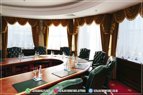 Meja Rapat Kantor Ruang Direktur Letter U dengan Kursi Kulit - Gambar 2