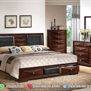 Bedroom Set Tempat Tidur Jati Laci Kompartemen Simple Design