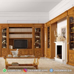 Mebel Bufet TV Mewah Lemari L Full Veneer Custom