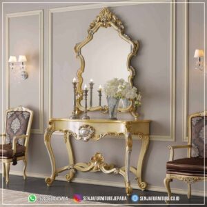 1 Set Meja Konsul Mewah Cermin Sudut Ruang Tamu Melodia