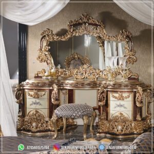 Foto Meja Rias Mewah Emas Berkilau Gold Leaf Prada