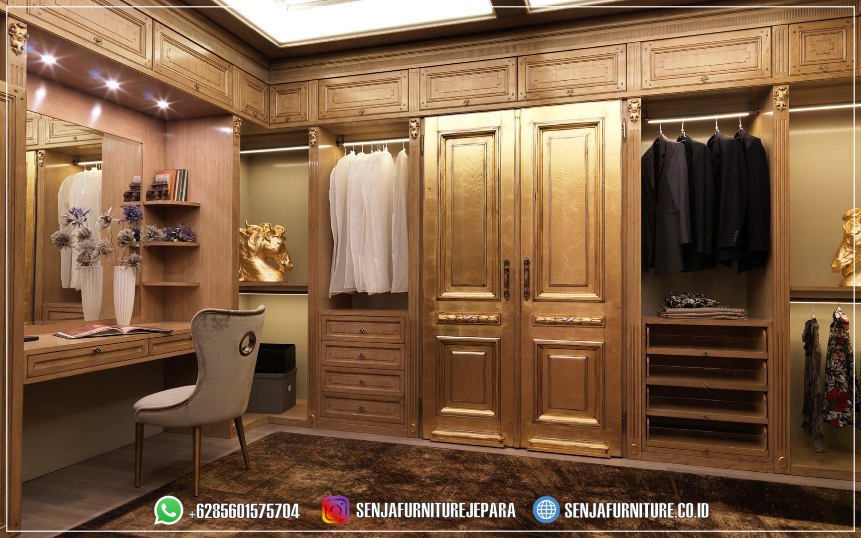 Lemari Pakaian Walk In Closet Gold Leaf Prada Minimalis Walk In Closet, Walk In Closet Mewah, Walk In Closet Klasik, Walk In Closet Minimalis, Walk In Closet Design, Lemari Walk In Closet, Walk In Closet Kaca, Wardrobe Classic